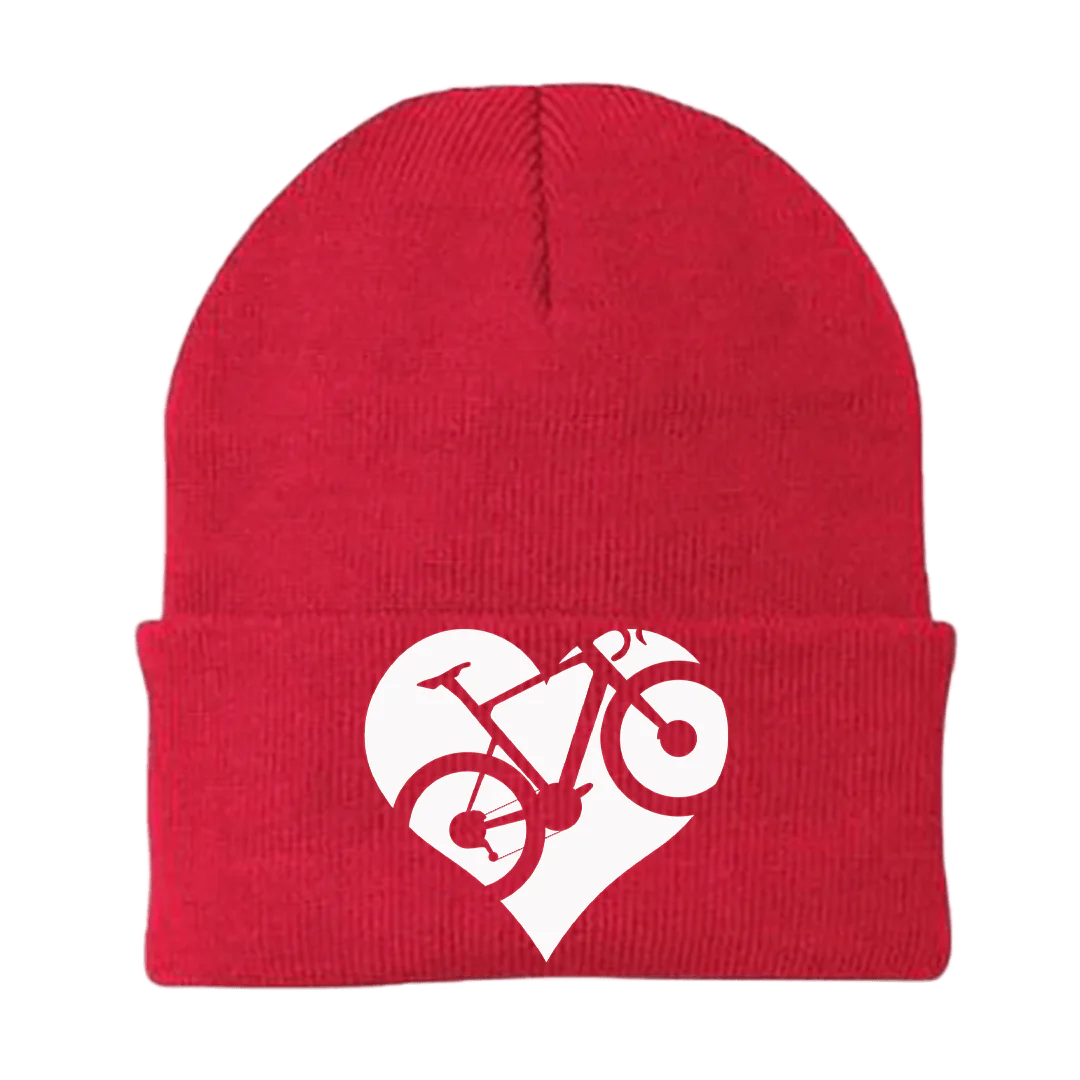 Heart Bike Embroidered Beanie