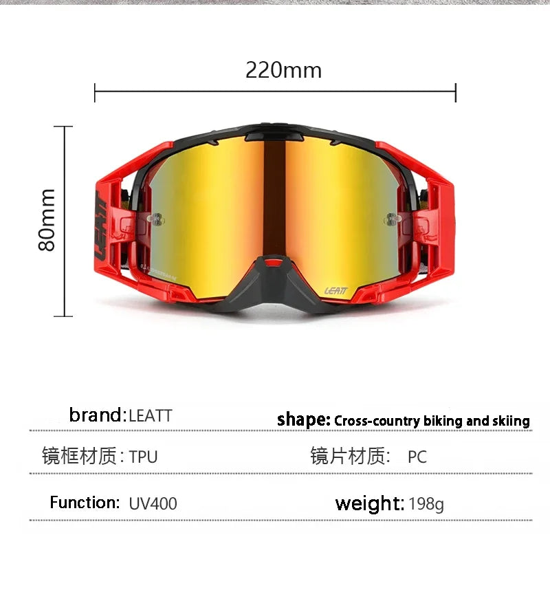 LEATT Motocross Glasses Motorcycle Sunglasses Man MTB ATV Mask Windproof Protection Skiing Cycling Racing Off-Road HD Goggles