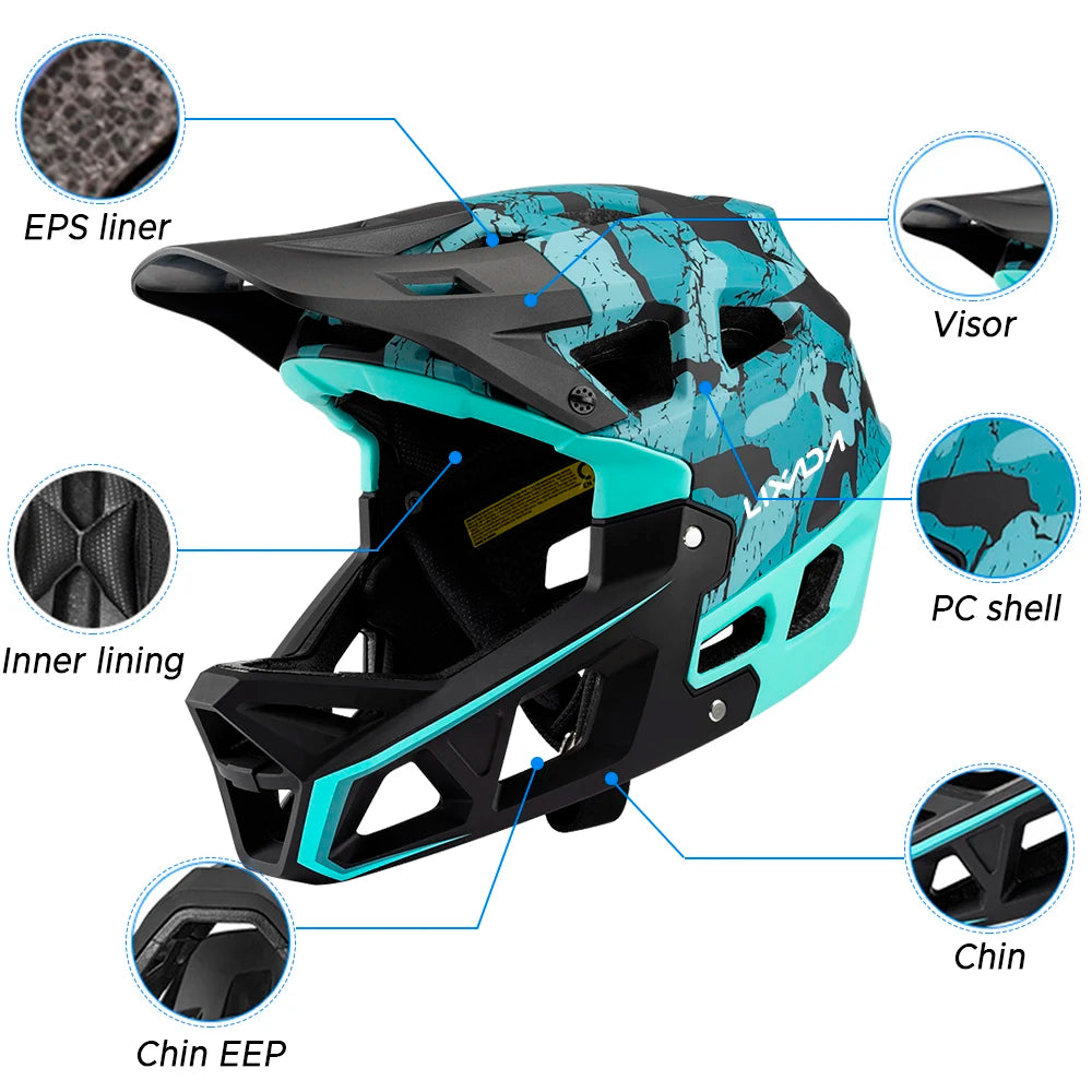 Full Face Mountain Bike Helmet Adult Racing Downhill MTB Helmet for Men/Women Adult with Visor 31 Vents MTB Bike Helmet