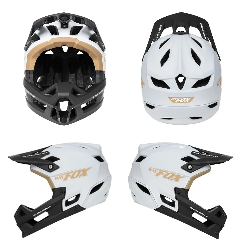 BAT FOX Full Face Mountain Bike Helmet Off-road Certification Safety MTB Casco Bicycle Integrally-molded Riding Cycling Helmets