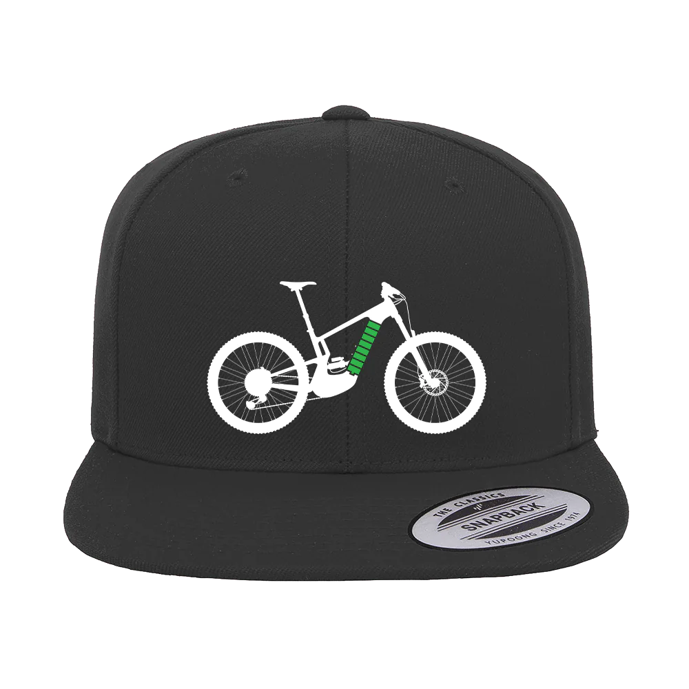 E Bike Embroidered Flat Bill Cap