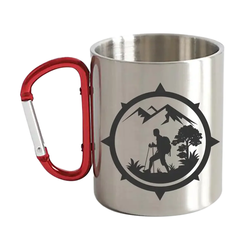 Hiking Mountain Compass Carabiner Mug 12oz