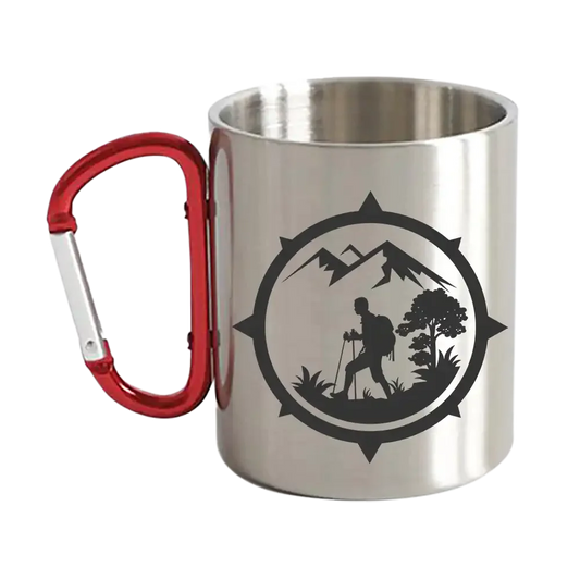 Hiking Mountain Compass Carabiner Mug 12oz